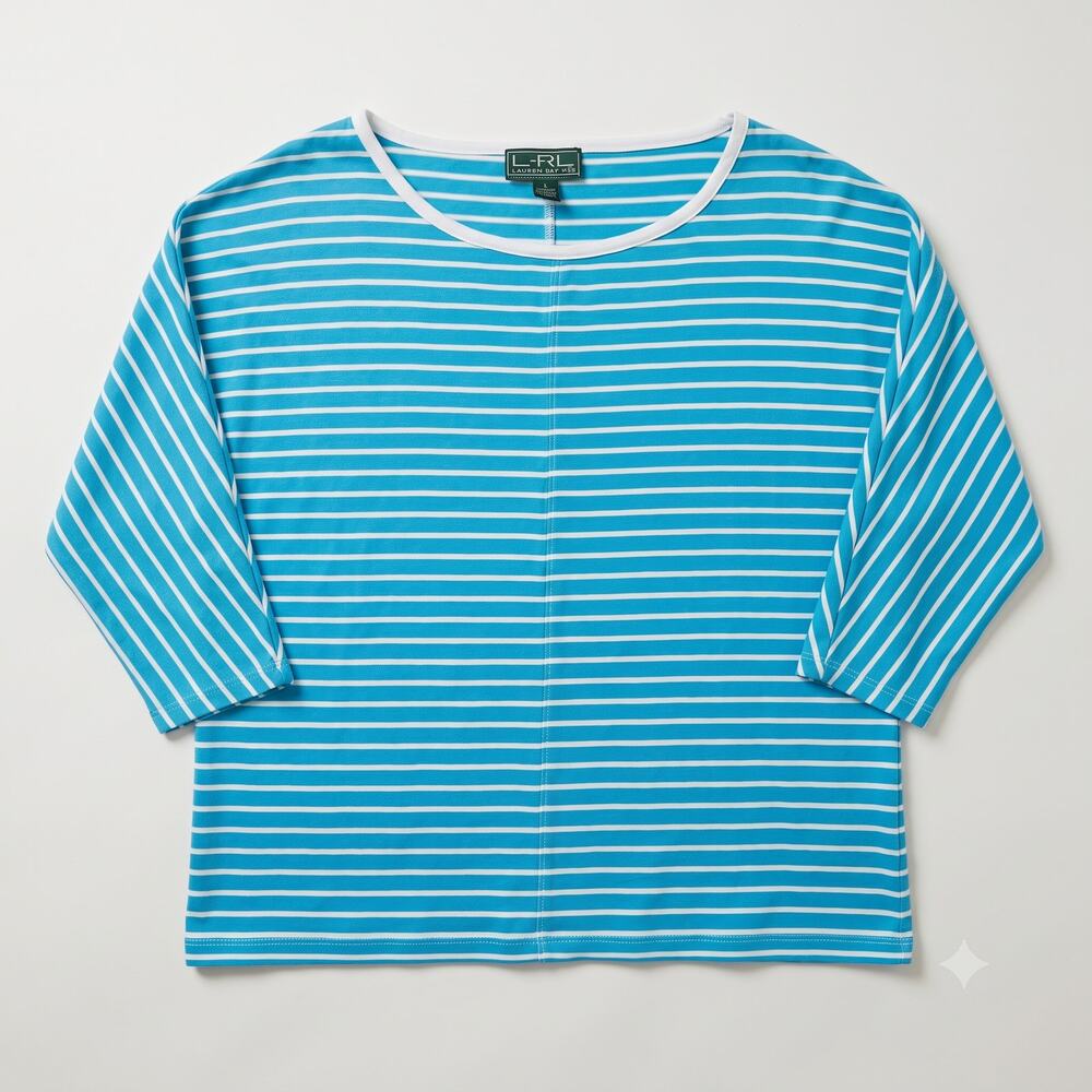 Lauren Ralph Lauren Womens XL Coastal Preppy Nautical Old Money Striped Top